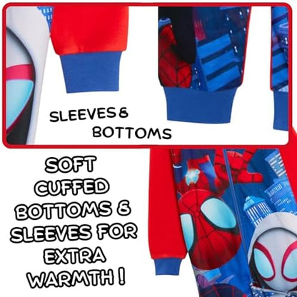 Pijama infantil de fleece com zíper do Homem-Aranha e seus Amigos Incríveis, da Marvel.