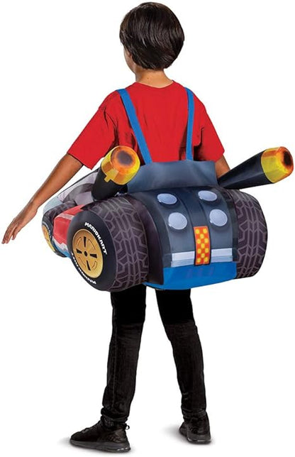 DISGUISE Fantasia de super mario, roupa inflável de nintendo mario kart, traje expansível operado por ventilador de tamanho infantil