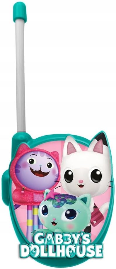 Gabby’s Dollhouse Walkie-talkies 3D para crianças a partir de 3 anos | Alcance de 50 m com antena integrada, botão de pressionar para falar, conjunto de brinquedo de comunicação leve | 2 unidades para presente
