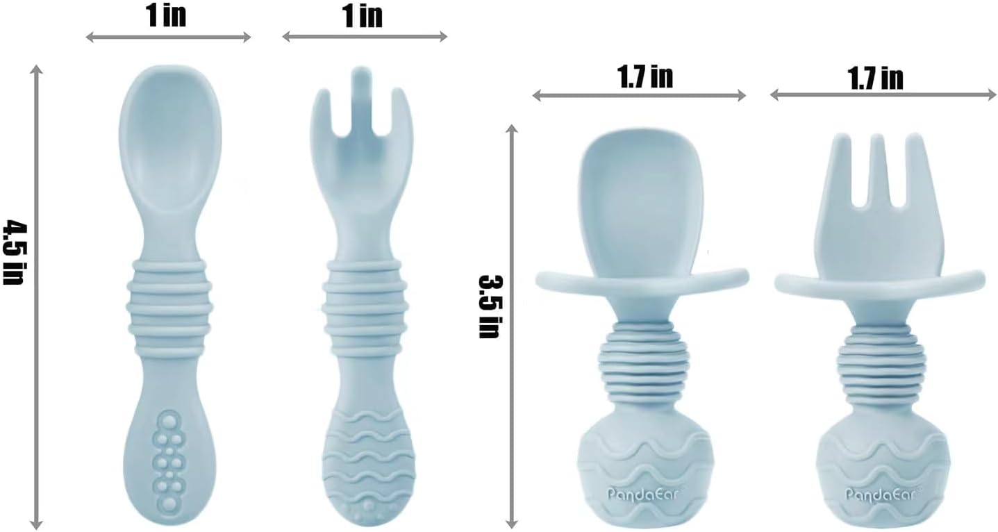 PandaEar Conjunto de alimentação para bebês em silicone | Conjunto de 9 peças para introdução alimentar guiada pelo bebê | Conjunto para alimentação do bebê | Prato dividido com ventosa, tigela, babadores,