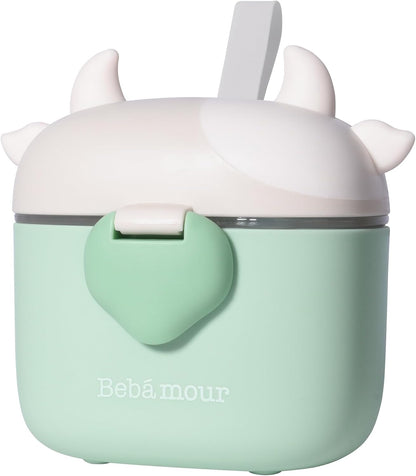 Bebamour dispensador de leite em pó para bebê, dispensador de fórmula para lanche de bebê, 230g de leite em pó, 450ml, verde claro