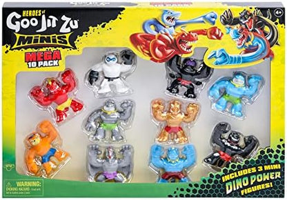 Heróis de Goo Jit Zu Minis, Pacote Mega com 10 Miniaturas. Estique, aperte e batalhe com 10 miniaturas em um único pacote!