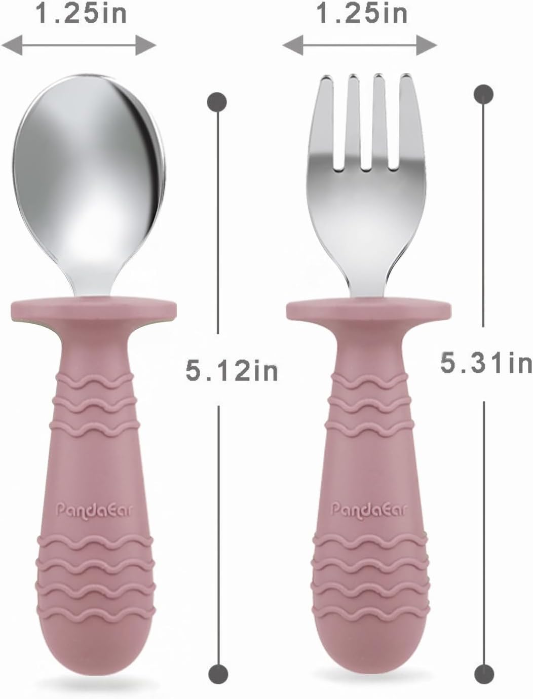 PandaEar Conjunto de 2 pratos com ventosa e 2 colheres e garfos em aço inoxidável para alimentação de bebês, ideal para meninas. Pratos divididos para introdução alimentar BLW (Baby Led Weaning). Livre de BPA.