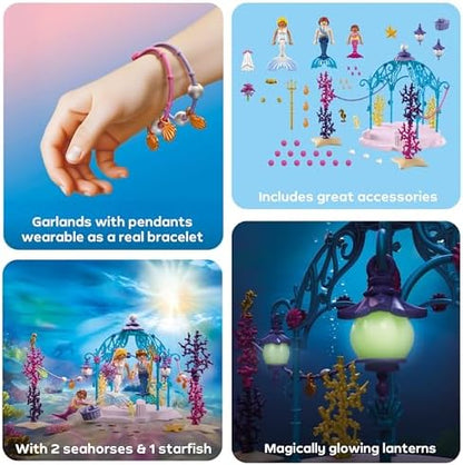 Playmobil | Fantasia e Magia | Casamento Subaquático | Pavilhão das Sereias com Lanternas Luminosas | Brinquedo de Sereia para Crianças a partir de 4 Anos | 72104