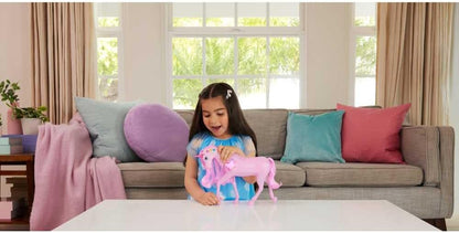 Barbie Unicórnio com Luzes Brilhantes, 20 Combinações Interativas de Luzes, Sons e Música, Aperte os Botões e a Cabeça do Bichinho para Brincar, JCP78