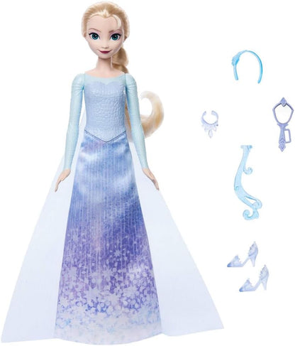 Mattel Conjunto de Boneca Fashion Elsa Disney Frozen da , Spin & Reveal com 11 Surpresas, incluindo 5 Acessórios, 5 Adesivos e Cenário de Brincadeira, Inspirado no Filme da Disney, JBG59
