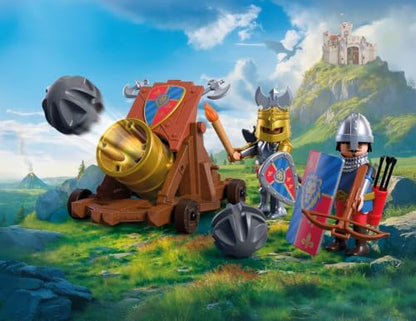 Playmobil | Cavaleiros | Guerreiros do Leão com Canhão de Batalha | Canhão com 2 Figuras e Função de Disparo | Brinquedo para Crianças a partir de 4 Anos | 72115