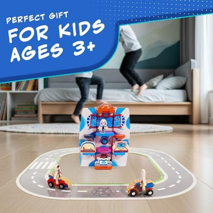 Conjunto de Brinquedo Marvel Homem-Aranha e Seus Incríveis Amigos - Caminhão e Quartel-General do Homem-Aranha 2 em 1 com 17 Peças, Figuras, Veículos Pequenos e Tapete de Quebra-Cabeça - 110x255x110mm