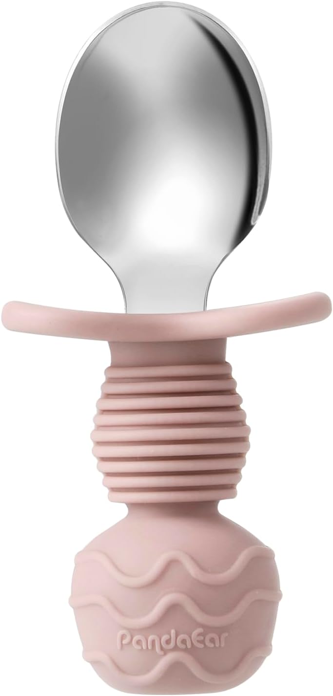 PandaEar Conjunto de Talheres Infantis com 6 Peças | Garfo e Colher de Aço Inoxidável para Bebês | Talheres Infantis | Talheres para Bebês a partir de 12 Meses com Design Antiengasgo e Apoio de Silicone