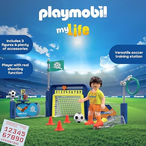 Playmobil | My Life | Estação de Treino de Futebol | Campo de Treino com Parede de Alvo e Mecanismo de Chute | Brinquedo de Futebol para Crianças a partir de 4 Anos | 72057