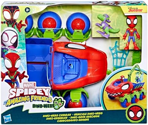 Brinquedo interativo do Homem-Aranha e seus incríveis amigos da Hasbro, o Dinowebs Crawler da Marvel, para crianças. Conjunto de figuras.