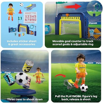 Playmobil | My Life | Estação de Treino de Futebol | Campo de Treino com Parede de Alvo e Mecanismo de Chute | Brinquedo de Futebol para Crianças a partir de 4 Anos | 72057