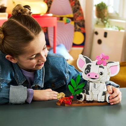 LEGO | Figura do Porquinho Pua da Moana da Disney - Porquinho de Brinquedo com Flor, Caranguejo e Suporte para Jangada para Decoração de Quarto Infantil - Presente de Aniversário para Meninas a partir de 9 Anos e Fãs do Filme - 43292