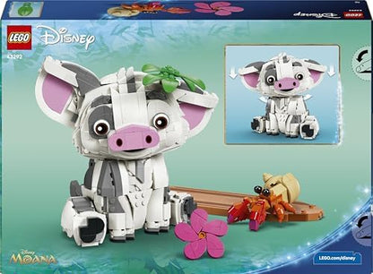 LEGO | Figura do Porquinho Pua da Moana da Disney - Porquinho de Brinquedo com Flor, Caranguejo e Suporte para Jangada para Decoração de Quarto Infantil - Presente de Aniversário para Meninas a partir de 9 Anos e Fãs do Filme - 43292