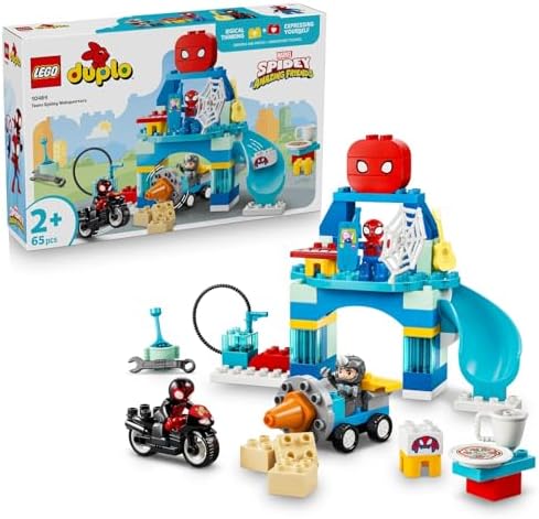 LEGO DUPLO Marvel Team Spidey Webquarters - Brinquedo Educativo para Desenvolvimento da Coordenação Motora em Crianças - Conjunto Montessori - Presente para Meninos a partir de 2 Anos e Fãs do Homem-Aranha e seus Incríveis Amigos - 10464