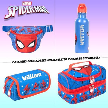 Mochila escolar Marvel Homem-Aranha para meninos, com 2 compartimentos, alças de ombro ajustáveis e bolso de tela.