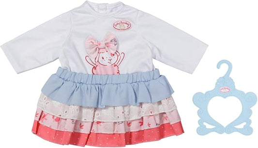 Baby Annabell Conjunto com Saia - para bonecas Baby Annabell de 43cm - Inclui blusa bonita com saia em camadas e cabide - Adequado para crianças a partir de 3 anos, multicolorido
