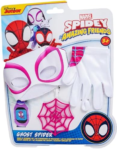 Conjunto de acessórios de fantasia infantil oficial da Rubies Marvel Spider-Spider e seus incríveis amigos, incluindo o Aranha Fantasma, para o Halloween.