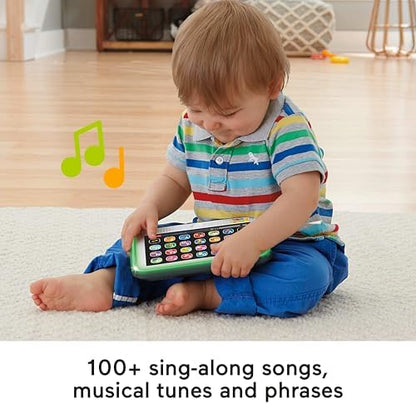 Fisher-Price Brinquedo educativo infantil Laugh & Learn Smart Stages Tablet Computador de Brincadeira com Música e Luzes para Crianças a partir de 1 Ano, Versão em Inglês do Reino Unido, JNH90