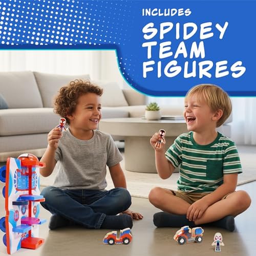 Conjunto de Brinquedo Marvel Homem-Aranha e Seus Incríveis Amigos - Caminhão e Quartel-General do Homem-Aranha 2 em 1 com 17 Peças, Figuras, Veículos Pequenos e Tapete de Quebra-Cabeça - 110x255x110mm