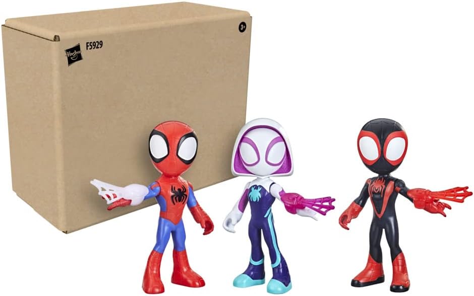 Homem-Aranha e seus Incríveis Amigos Marvel - Conjunto com 3 Figuras de Ação Superdimensionadas de 22,5 cm