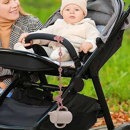 PandaEar Conjunto de 8 prendedores de chupeta de silicone, incluindo 4 tiras de silicone para brinquedos e 4 prendedores de chupeta de peça única para bebês meninos e meninas, ideais para a fase de dentição.