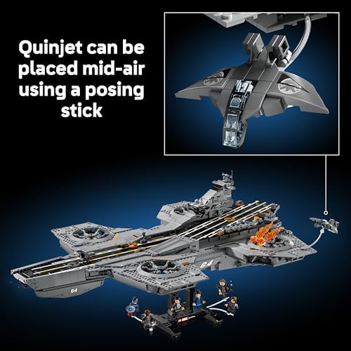 LEGO ǀ Marvel S.H.I.E.L.D. Helicarrier - Kit de Modelo de Porta-Aviões para Adultos - 6 Minifiguras incluindo Capitão América e Nick Fury - Decoração de Prateleira DIY - Presente dos Vingadores para Fãs - 76354