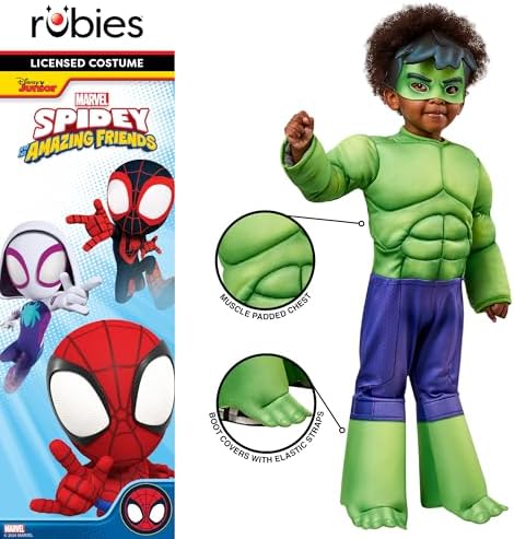 Fantasia Infantil de Luxo do Homem-Aranha e Seus Incríveis Amigos Hulk da Rubies - Fantasia de Super-Herói para Crianças