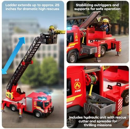 Playmobil | City Action | Caminhão de Bombeiros com Escada | Veículo de Emergência com Escada de 63 cm, Luz e Som, Equipamento de Resgate e Muitos Acessórios | Para Crianças a Partir de 4 Anos | 72192