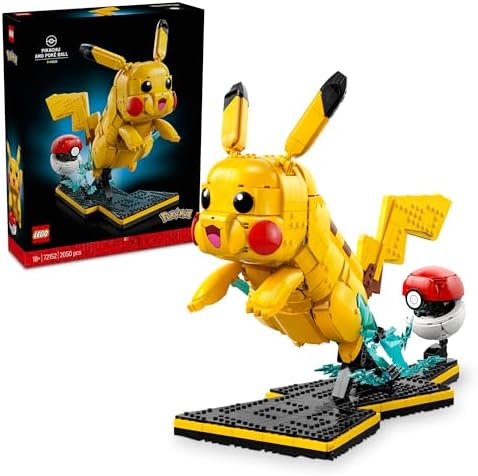 LEGO Pokémon Pikachu e Poké Bola - Conjunto de Construção para Adultos - Kit de Modelo com Figura Articulada de Anime e Suporte de Exibição Dinâmico - Decoração DIY para Quarto ou Mesa - Ideia de Presente Colecionável para Fãs de Jogos - 72152
