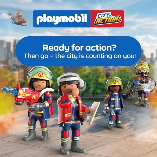 Playmobil | City Action | Caminhão de Bombeiros com Escada | Veículo de Emergência com Escada de 63 cm, Luz e Som, Equipamento de Resgate e Muitos Acessórios | Para Crianças a Partir de 4 Anos | 72192