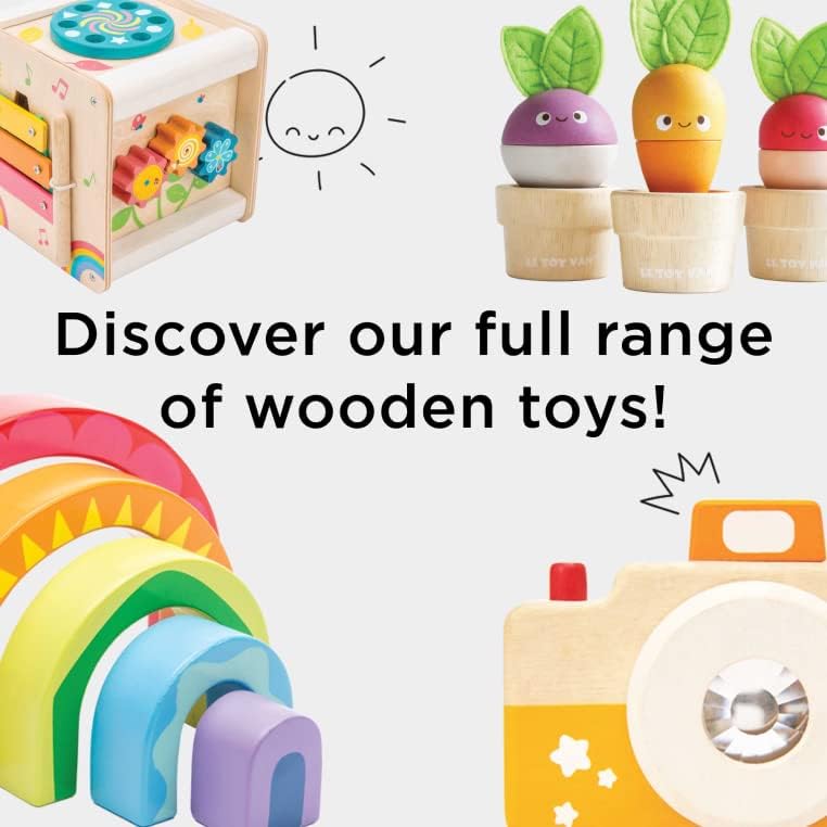 Le Toy Van - Petilou Juguete educativo de madera Montessori Gears &amp; Cogs 'Busy Bee Learning' | Juguete de actividad sensorial para niños pequeños a partir de 1 año
