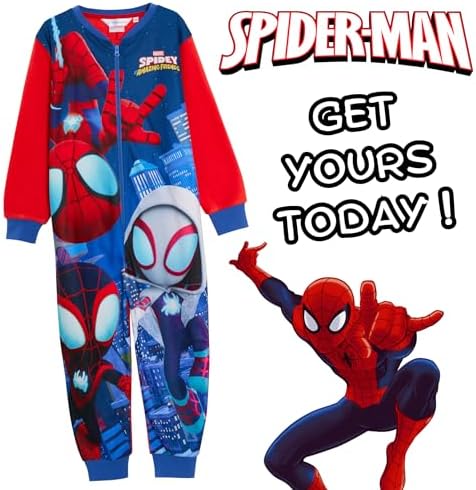 Pijama infantil de fleece com zíper do Homem-Aranha e seus Amigos Incríveis, da Marvel.