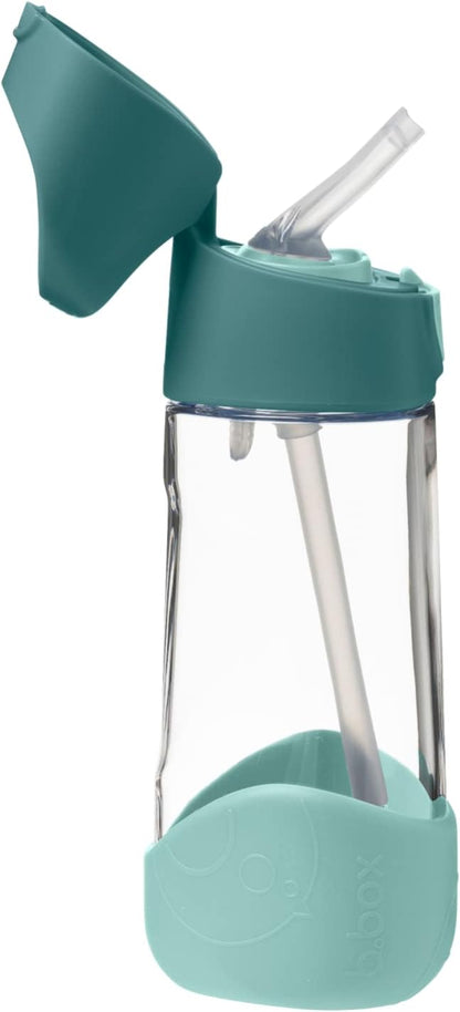b.box Garrafa para água e bebidas Tritan™ | Garrafa com fácil aderência e tampa à prova de vazamentos | Design moderno e divertido para crianças, ideal para depois do copo de transição | 450ml/15oz (Verde Esmeralda)