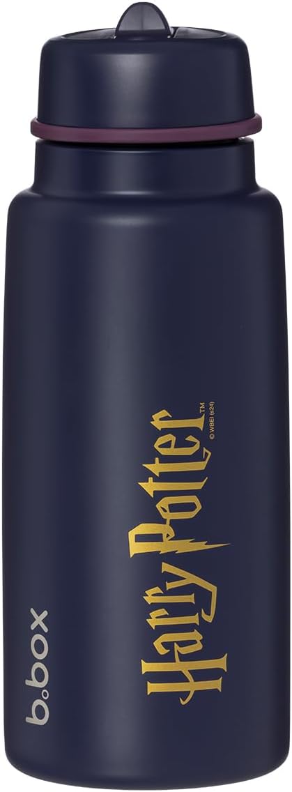 b.box Garrafa Térmica Harry Potter com Tampa Flip-Top, Tripla Camada de Aço Inoxidável, Mantém Bebidas Geladas por até 46 Horas, Tampa à Prova de Vazamentos com Canudo de Aço Inoxidável, Ideal para Viagens e Esportes, Livre de BPA, 1L