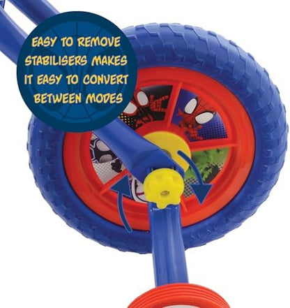 Bicicleta Infantil 2 em 1 do Homem-Aranha e Seus Amigos Incríveis - Bicicleta conversível de treinamento e equilíbrio para meninas e meninos a partir de 2 anos, com pedais e rodinhas removíveis - Bicicletas ajustáveis de 25 cm para crianças