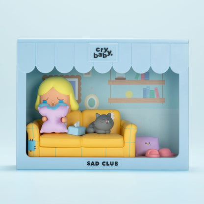 POP MART CRYBABY Sad Club Series Scene Sets Conjunto completo (8 caixas) 2,5 polegadas Articulado Personagem Design Premium presentes para mulheres Caixa surpresa favorita dos fãs Brinquedo colecionável Arte Brinquedo Figura de ação