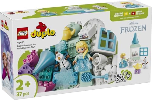 LEGO DUPLO Disney Frozen Caixa Criativa com Elsa e Olaf - Brinquedo Educativo para Desenvolvimento da Coordenação Motora em Crianças - Conjunto Montessori com 2 Figuras - Presente para Meninas e Meninos a partir de 2 Anos - 10462