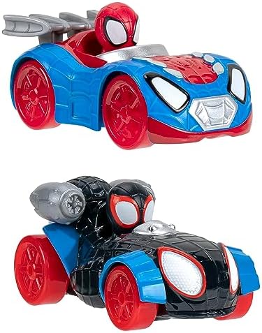 Conjunto de Pista Amazing Metals City do Homem-Aranha e seus Incríveis Amigos da Marvel, com 60 cm de altura - Inclui dois veículos exclusivos de metal fundido de 7,5 cm - Brinquedos de super-heróis para crianças a partir de 3 anos