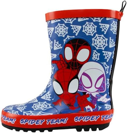 Botas de borracha Marvel para meninos | Botas de borracha do Homem-Aranha | Botas infantis do Homem-Aranha e seus amigos incríveis | Botas de borracha para crianças | Tamanhos 5 a 2