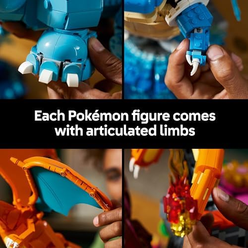 LEGO Pokémon Venusaur, Charizard e Blastoise - Kit de Modelo 3D para Adultos - 3 Figuras de Anime para Decoração de Quarto ou Mesa - Presente Colecionável para Fãs de Jogos - 72153