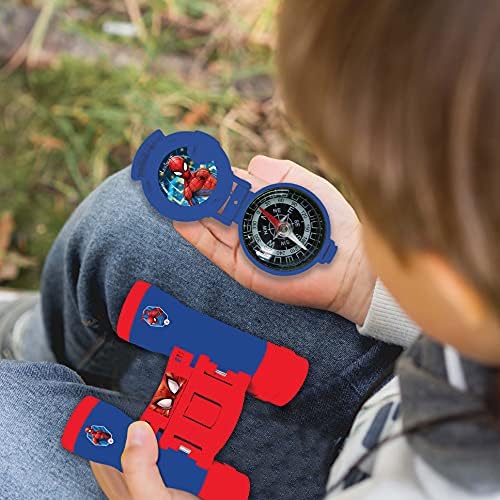 LEXIBOOK, Homem-Aranha, Kit de Aventuras para Crianças, Walkie-Talkies 120m, Binóculos, Bússola, Lanterna, Azul/Vermelho, RPTW12SP
