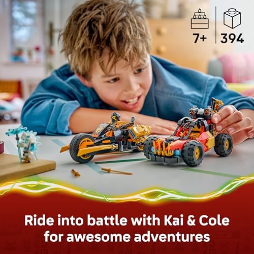 LEGO NINJAGO Veículos Combináveis de Kai e Cole - Carro Ninja, Moto, 3 Minifiguras incluindo Kai e Cole com Katanas - Ótima Ideia de Presente para Meninos a partir de 7 Anos e Fãs de Dragon Ball Rising - 71864