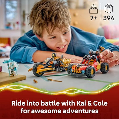 LEGO NINJAGO Veículos Combináveis de Kai e Cole - Carro Ninja, Moto, 3 Minifiguras incluindo Kai e Cole com Katanas - Ótima Ideia de Presente para Meninos a partir de 7 Anos e Fãs de Dragon Ball Rising - 71864