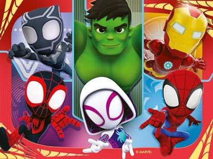 Quebra-cabeças Ravensburger Marvel Homem-Aranha e Seus Incríveis Amigos para Crianças a partir de 3 Anos - 4 em uma Caixa (12, 16, 20, 24 Peças)