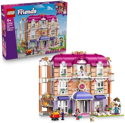 LEGO Friends Hotel Grand de Heartlake City - Miniatura com 6 mini bonecas, 2 figuras de animais e acessórios - Presente de aniversário para meninas a partir de 9 anos - 42704