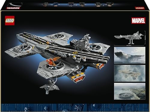 LEGO ǀ Marvel S.H.I.E.L.D. Helicarrier - Kit de Modelo de Porta-Aviões para Adultos - 6 Minifiguras incluindo Capitão América e Nick Fury - Decoração de Prateleira DIY - Presente dos Vingadores para Fãs - 76354