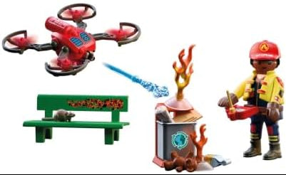 PLAYMOBIL | City Action | Drone de Combate a Incêndio | Drone de Alta Tecnologia com Projéteis de Água, Piloto e Acessórios de Combate a Incêndio | Para Crianças a Partir de 4 Anos | 72197