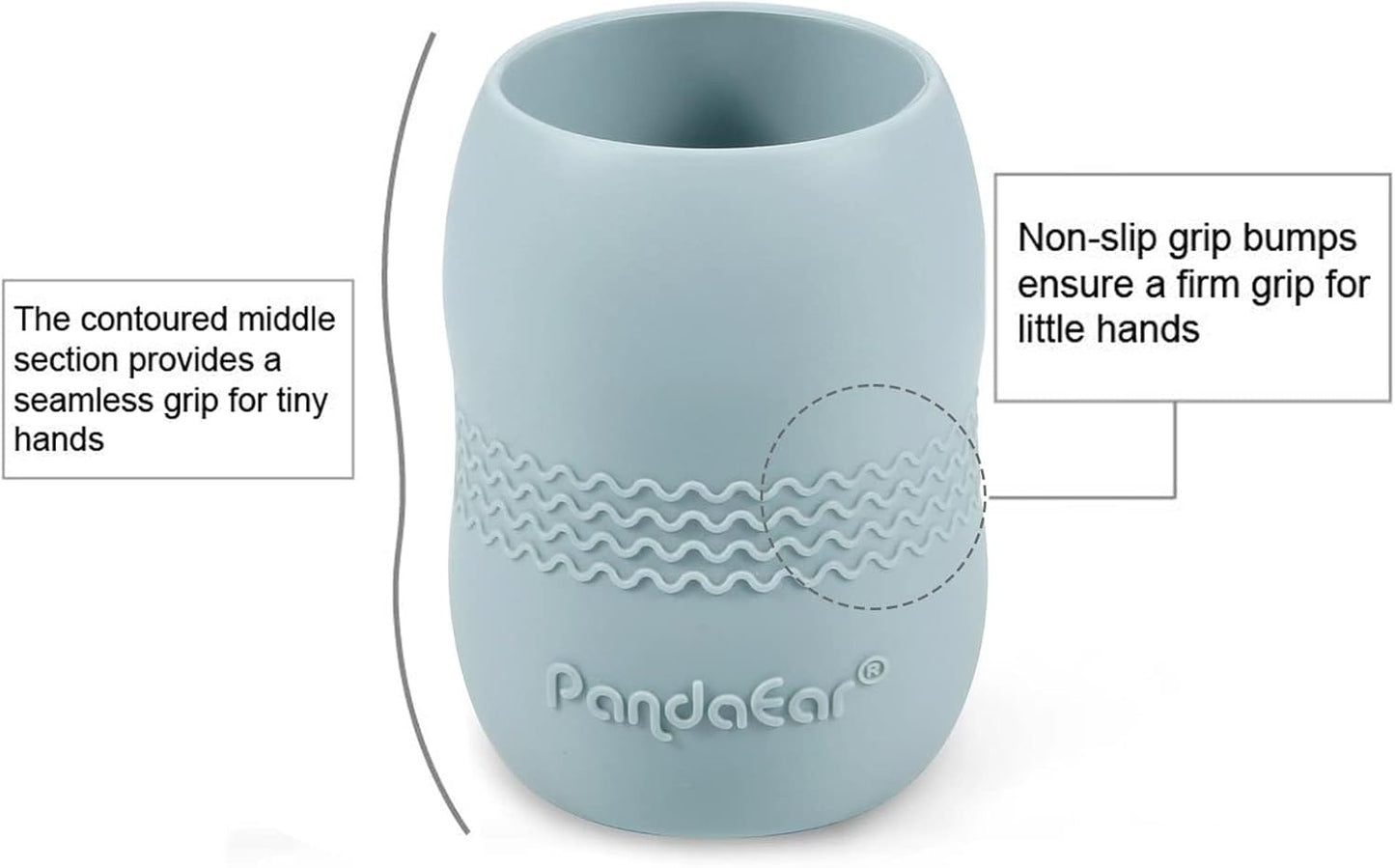 PandaEar Conjunto de 3 Copos de Silicone para Bebês a partir de 6 Meses, Copo Pequeno para Beber, Copo Aberto para Introdução Alimentar, Copos Antivazamento para Crianças Pequenas (Azul/Verde/Bege)