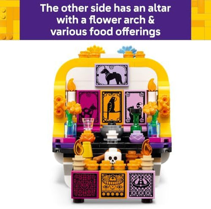 LEGO Altar dos Mortos – Kit de artesanato infantil com caveira, flores artificiais e acessórios de comida – Decoração para o Dia dos Mortos – Ideia de presente para meninos e meninas a partir de 9 anos – 40811